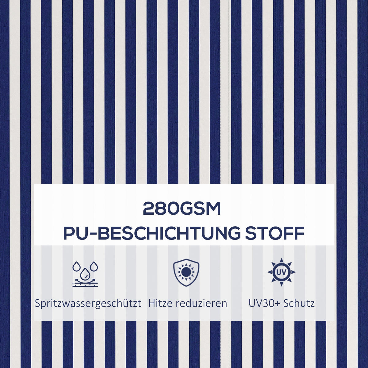 MARKISE, Blau+Weiß, Polyesterstoff, Aluminium - Blau, Metall (290/1/350cm) - Outsunny