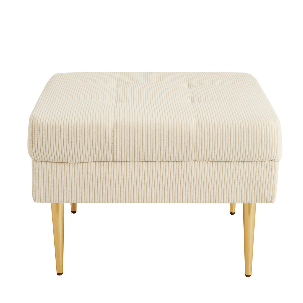 ECKSOFA 4-Sitzer Cord mit flexiblem Hocker, DE-42943, Cremeweiß - Creme, Metall (250/70cm) - ComfortXL