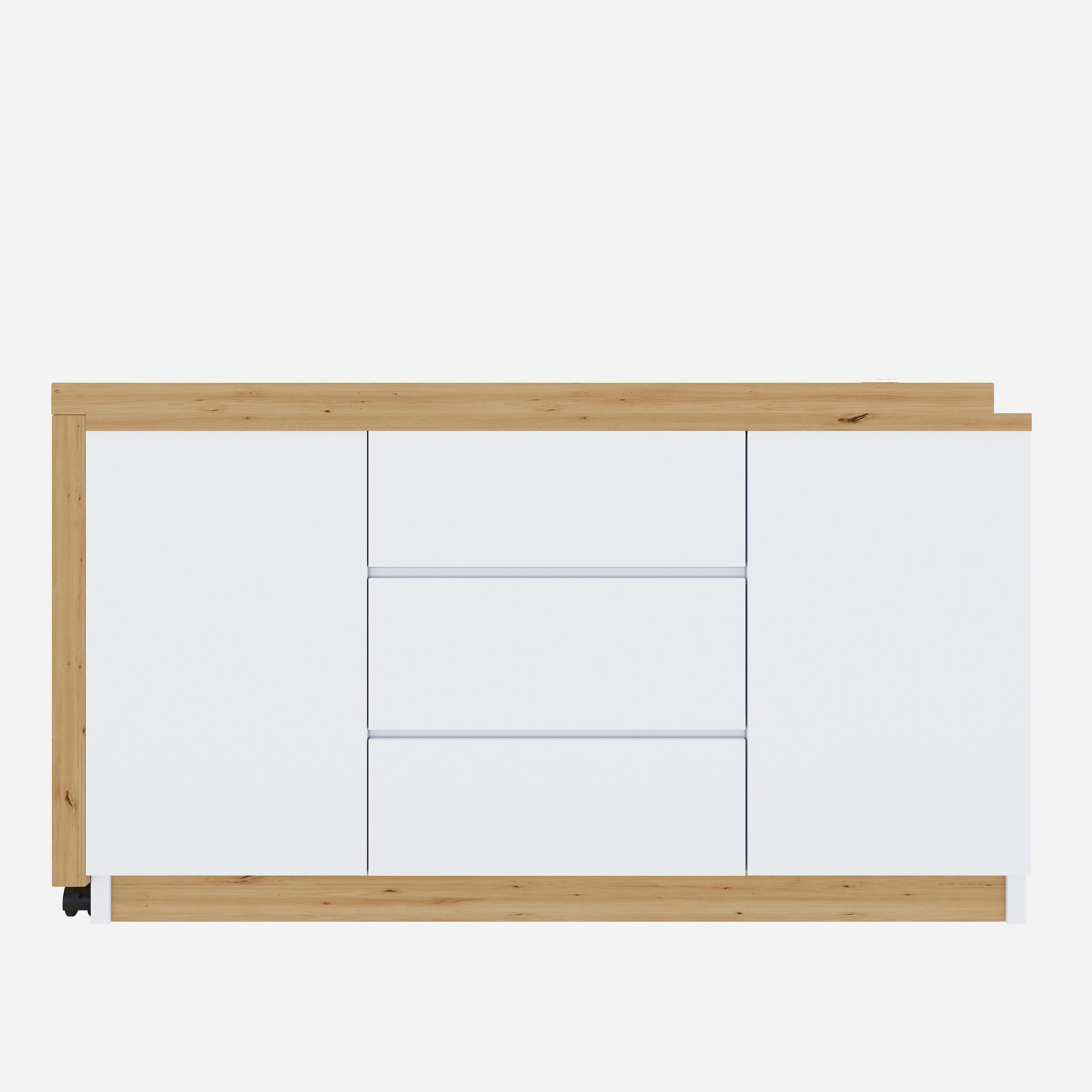 ECKSCHREIBTISCH Weiß Eichefarben 120/50/76,5 cm drehbar mit 3 Schubladen - Eichefarben, Holzwerkstoff (50/120/76.5cm) - PANGIVO