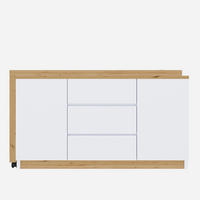 ECKSCHREIBTISCH Weiß Eichefarben 120/50/76,5 cm drehbar mit 3 Schubladen - Eichefarben, Holzwerkstoff (50/120/76.5cm) - PANGIVO