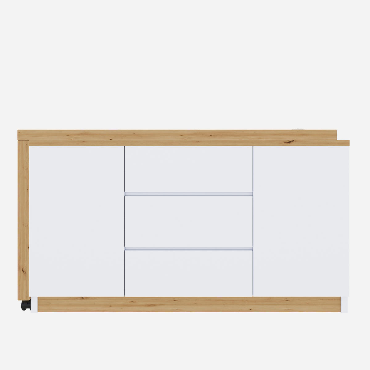 SCHREIBTISCH Rollen drehbar 4cm Tischplatte Weiß Eiche multifunktional - Weiß, Holzwerkstoff (120/50/76.5cm) - FLIEKS