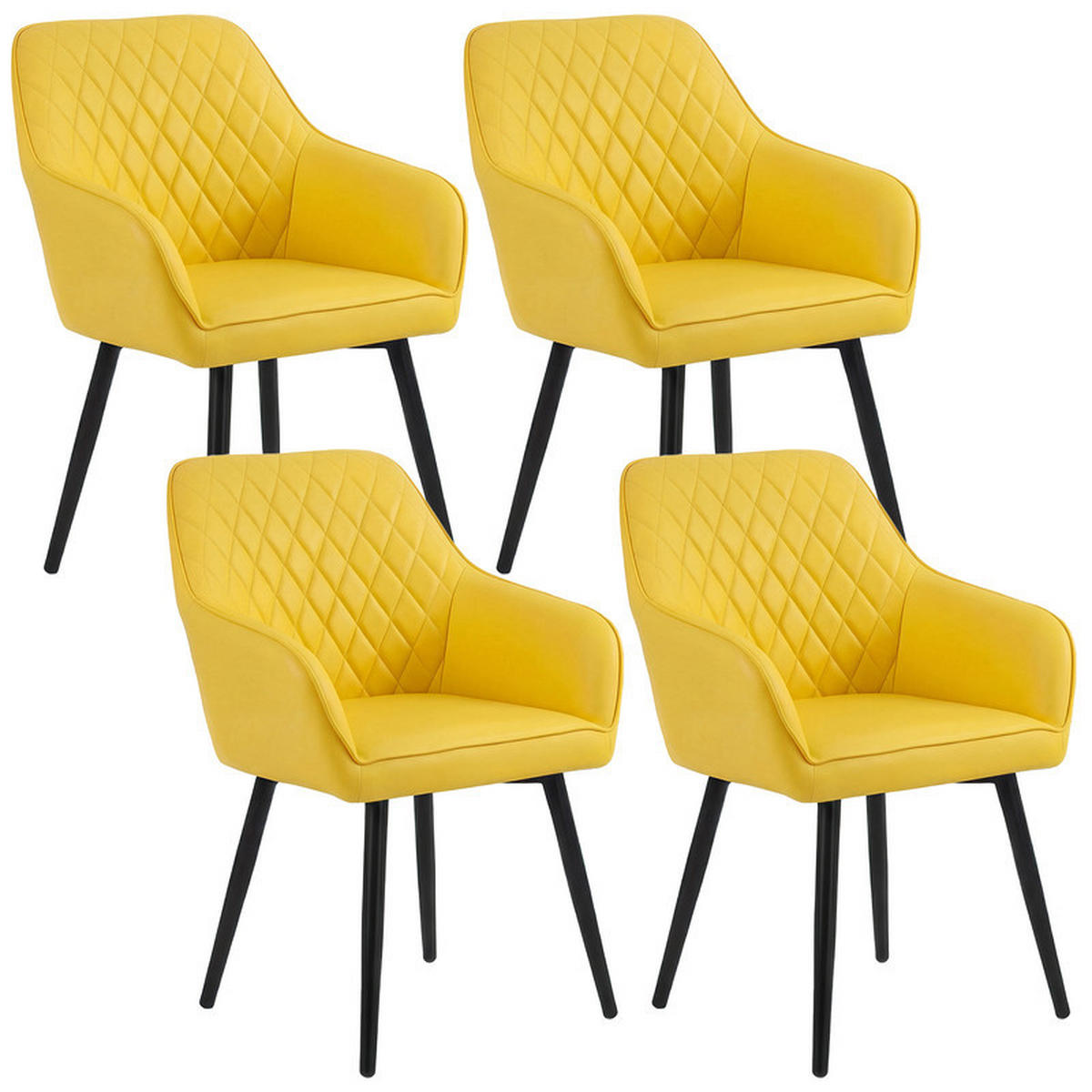 ARMLEHNSTUHL-SET 4 Stück in Kunstleder(YZ8) - Gelb, Textil (59/78/65cm) - HOMAVO