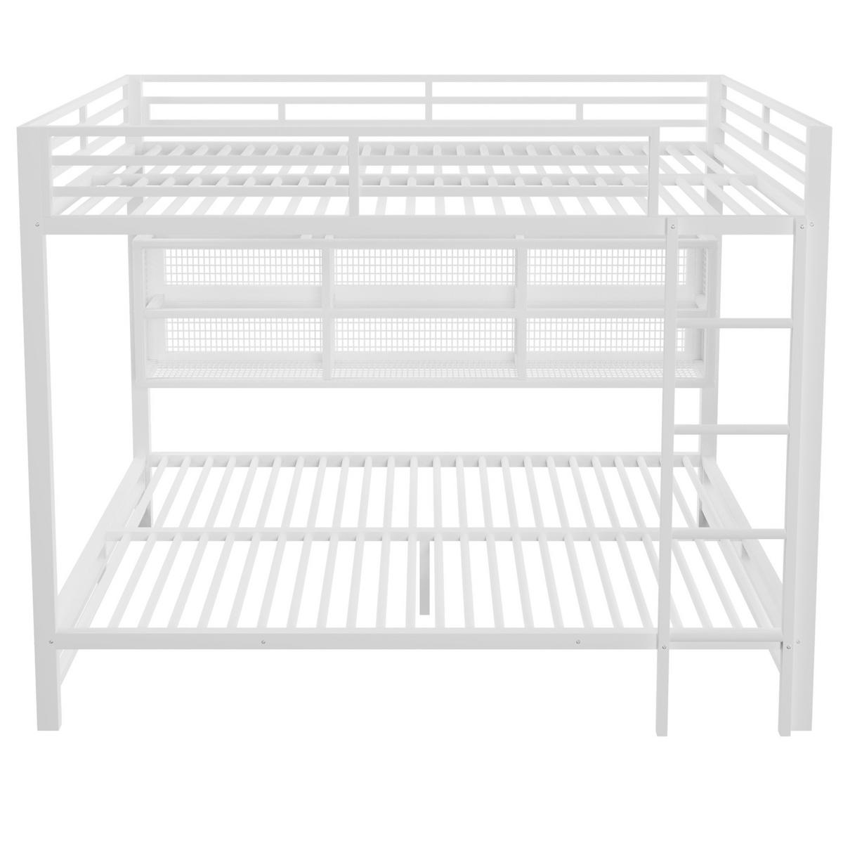 ETAGENBETT aus Metall 140x200 cm Weiß mit 6 Stauraumschränken und LED-Beleuchtung - Weiß, Metall (140/200cm) - IVMEU