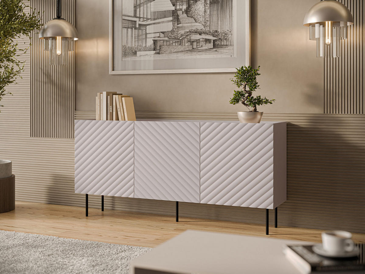 SIDEBOARD Lucca 165 3D - Kaschmir/Schwarz, Holz/Holzwerkstoff (166/80/40cm) - MIRJAN24