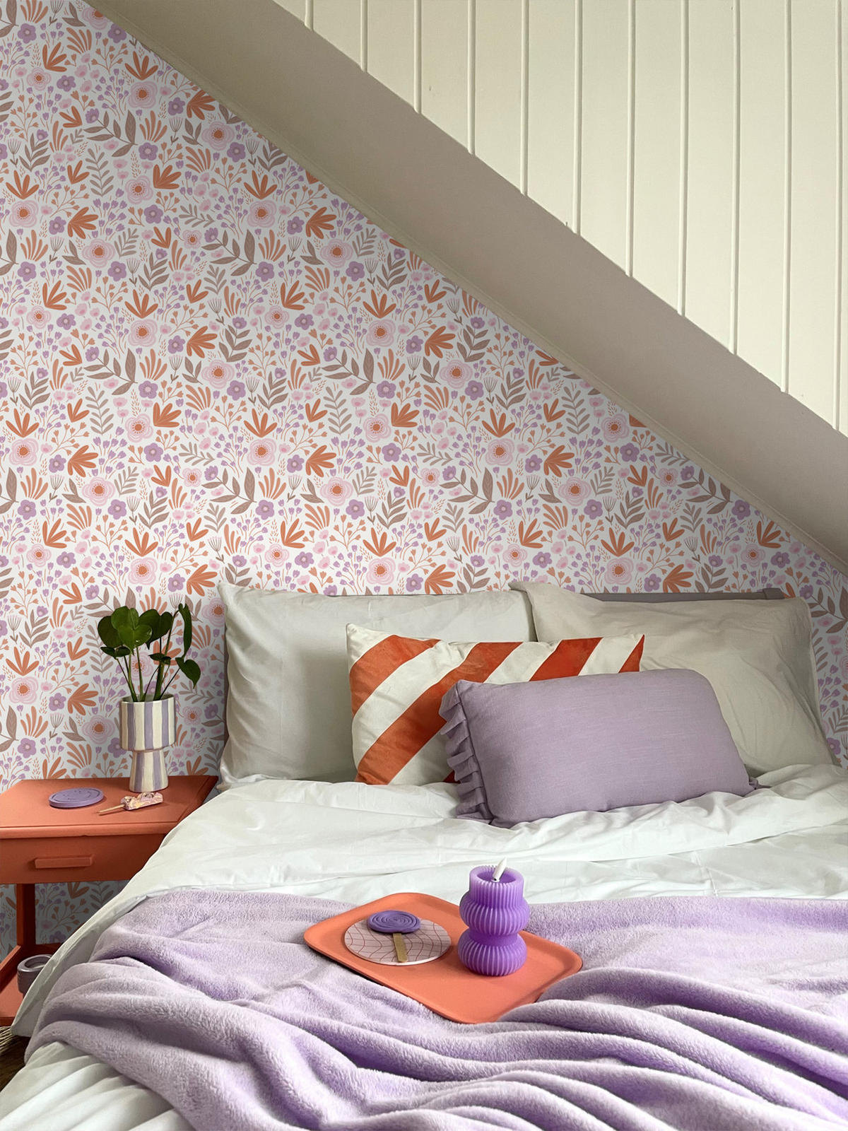 TAPETE Blumen 50 x 900 cm - Orange, Papier (50/900cm) - ESTAhome