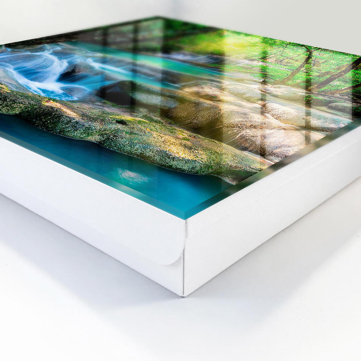 SCHLÜSSELBOX Weiß 30x30 cm – Türöffnung nach rechts - Paradiesische Oase - Grün, Metall (30/30/5cm) - TULUP