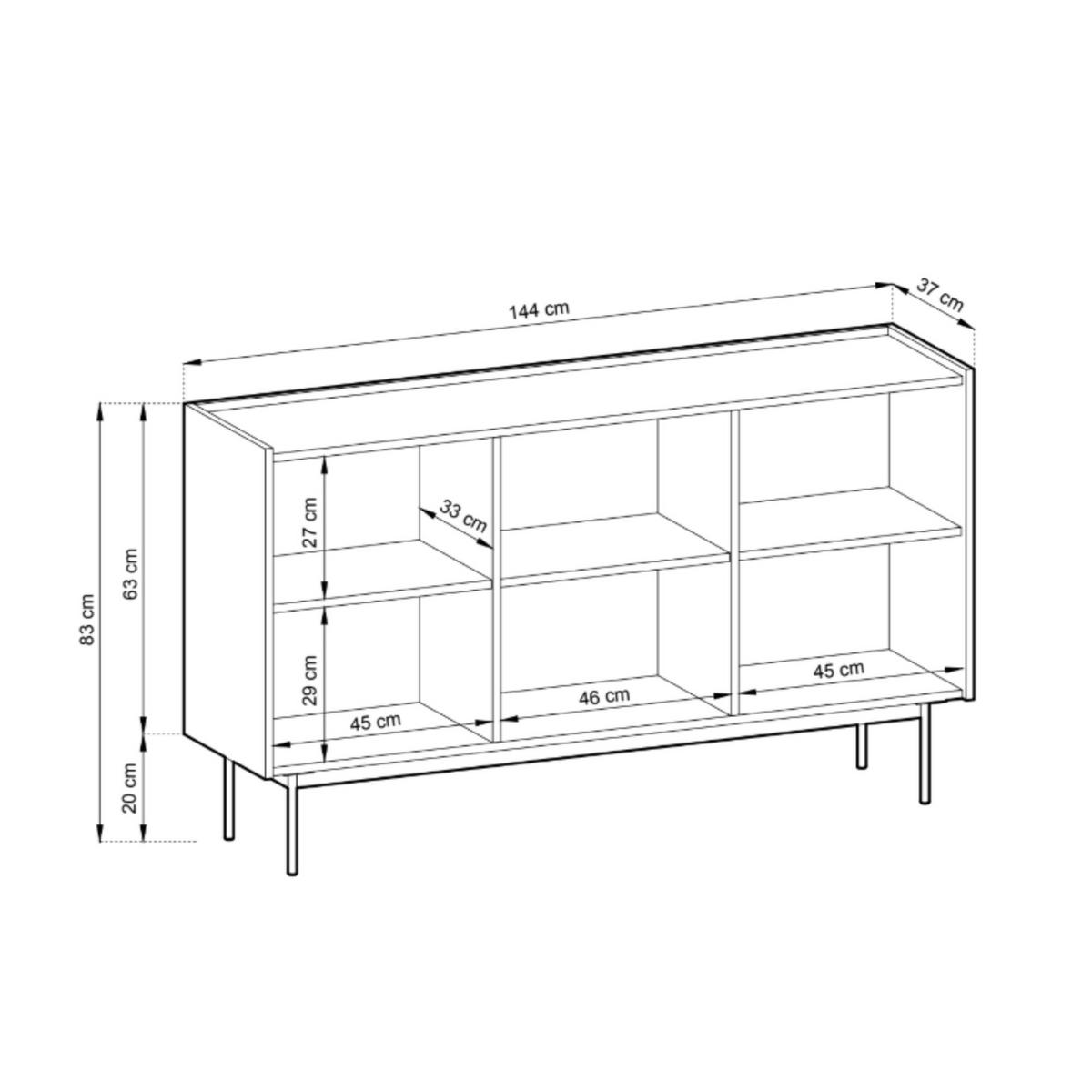 MODERNE Kommode LUMO K3D (Ceramic Red, Eiche Linea, Metallfüße, Soft-Close) - Eichefarben/Rot, Holz/Holzwerkstoff (144/83/37cm) - Ravio
