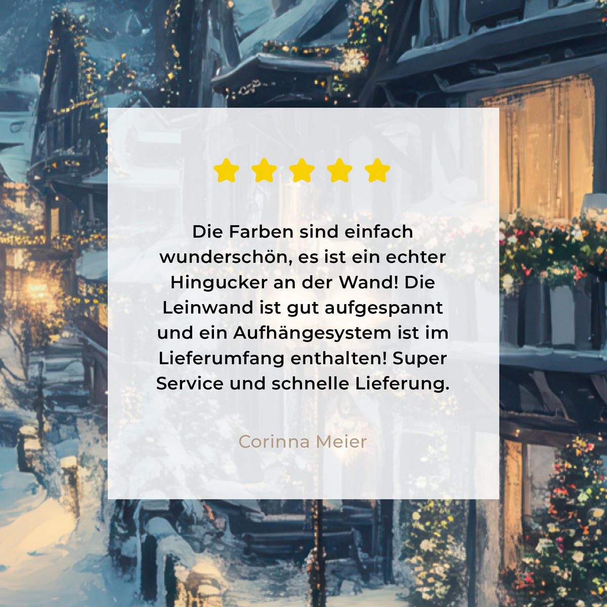 LEINWANDBILD Weihnachtsdorf - Weihnachten - Schnee - Winter 40x60 cm - Dunkelblau, Textil (40/60cm) - MuchoWow