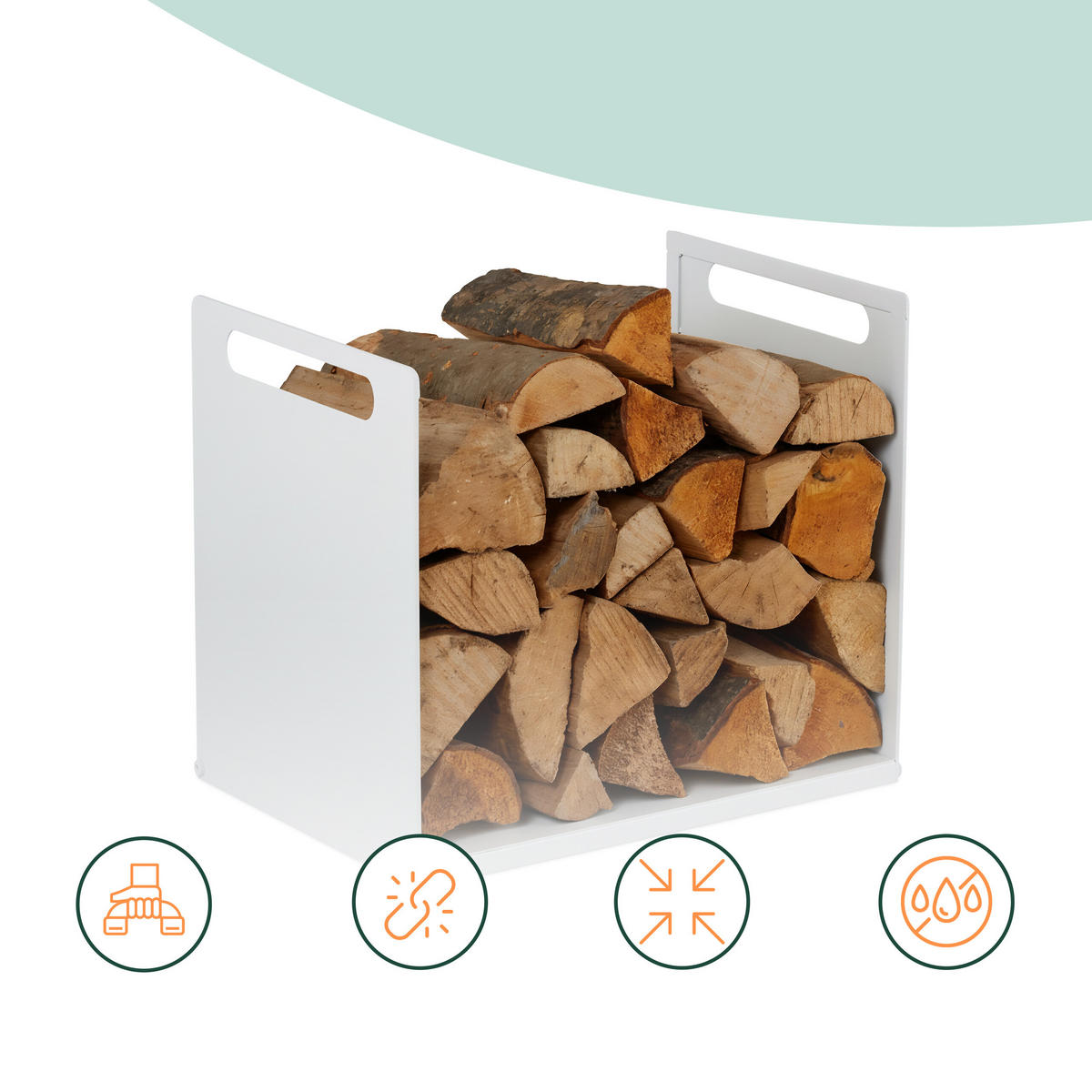 KAMINHOLZREGAL - Weiß, Metall (40/35/30cm) - Relaxdays