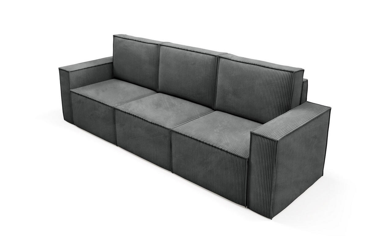 SOFA Orto Dunkelgrau, Dreisitzer Polstersofa - Dunkelgrau, Holzwerkstoff/Textil (247/93/82cm) - Bettso