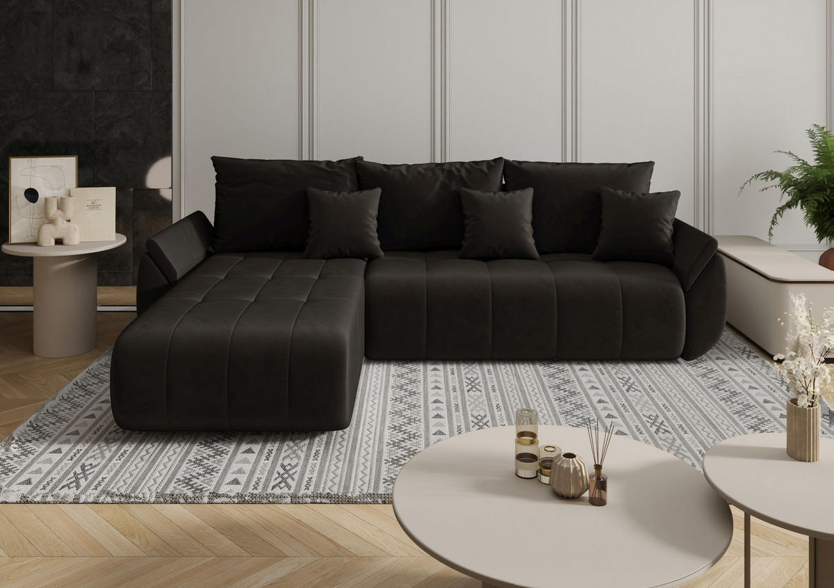 ECKSOFA mit Schlaffunktion TOKYO R Monolith 95 Rechts - Dunkelbraun, Textil (280/185cm) - Bedante