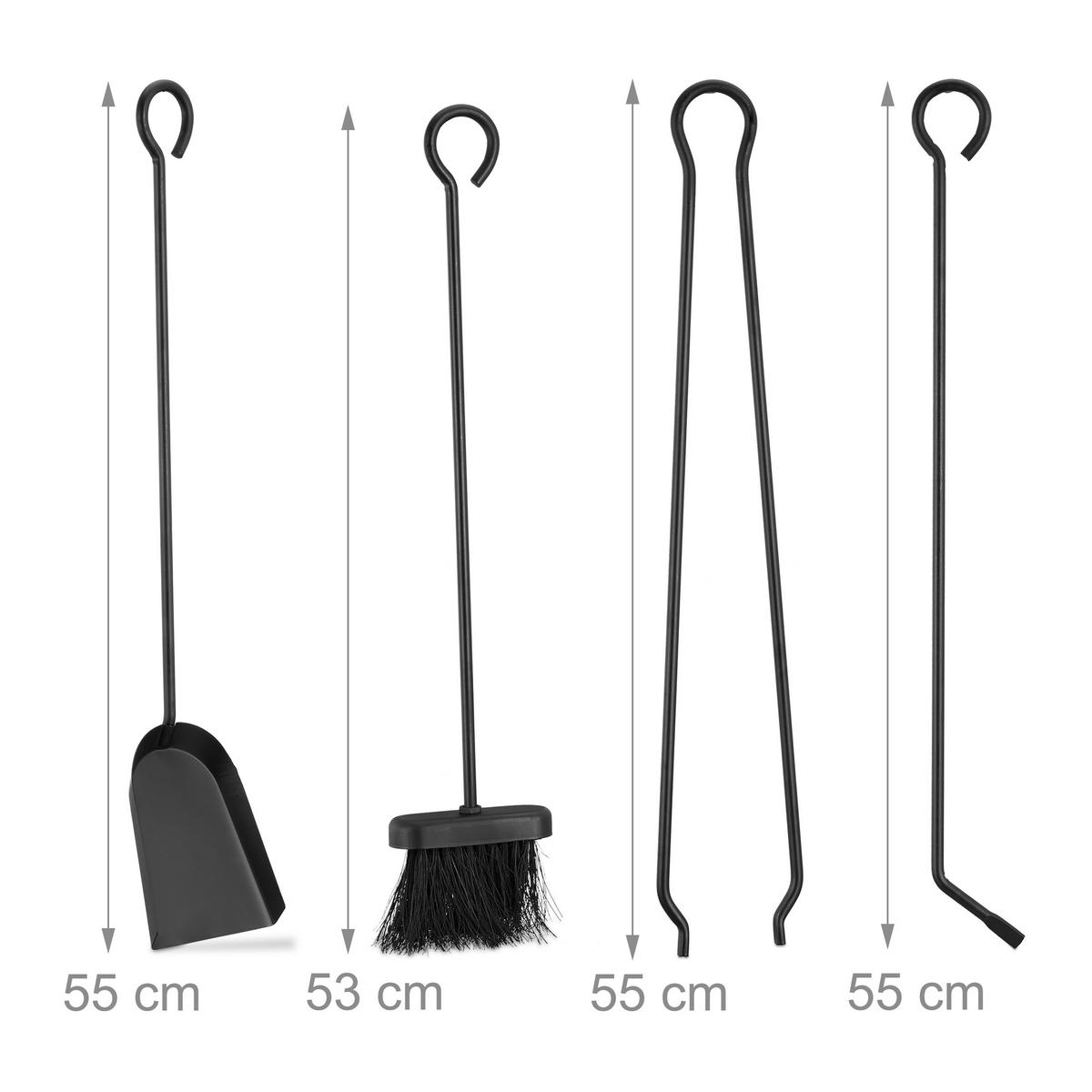 5TLG.KAMINBESTECK - Schwarz, Metall (20/68/20cm) - Relaxdays