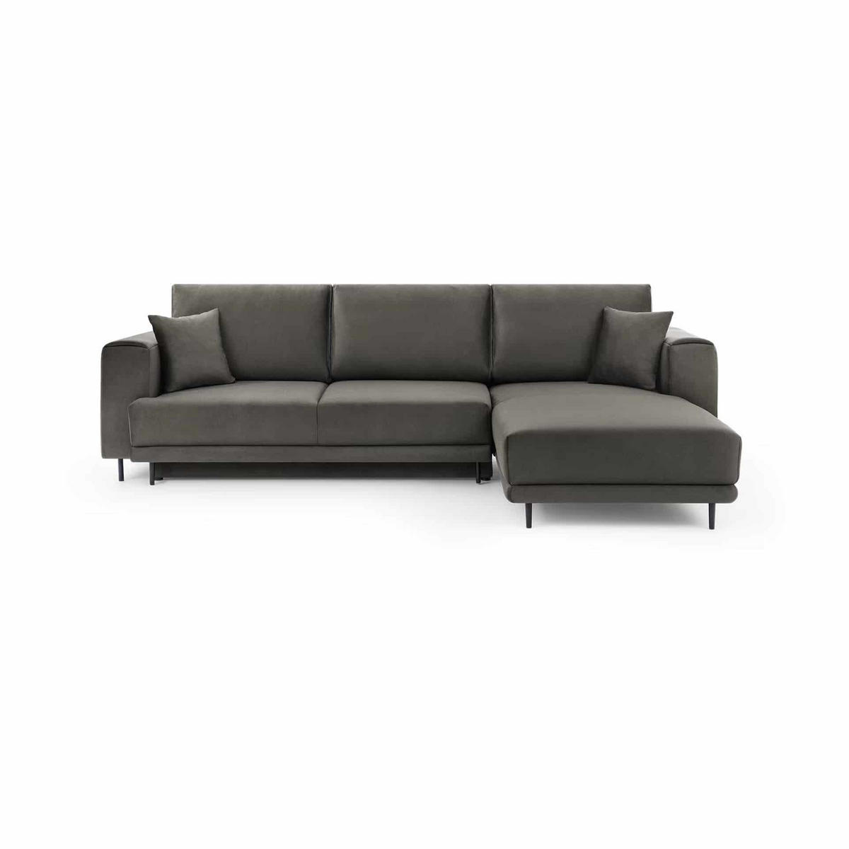 ECKSOFA mit Schlaffunktion und Bettkasten, Loco-Stoff - Schwarz/Grau, Textil/Metall (190/289cm) - Eltap