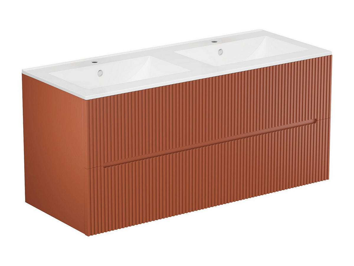 DOPPELWASCHTISCH - 120cm x 45.5cm - MDF - terracotta - PAVANI - Braun, Holz (120/55/45.5cm) - Vente-Unique
