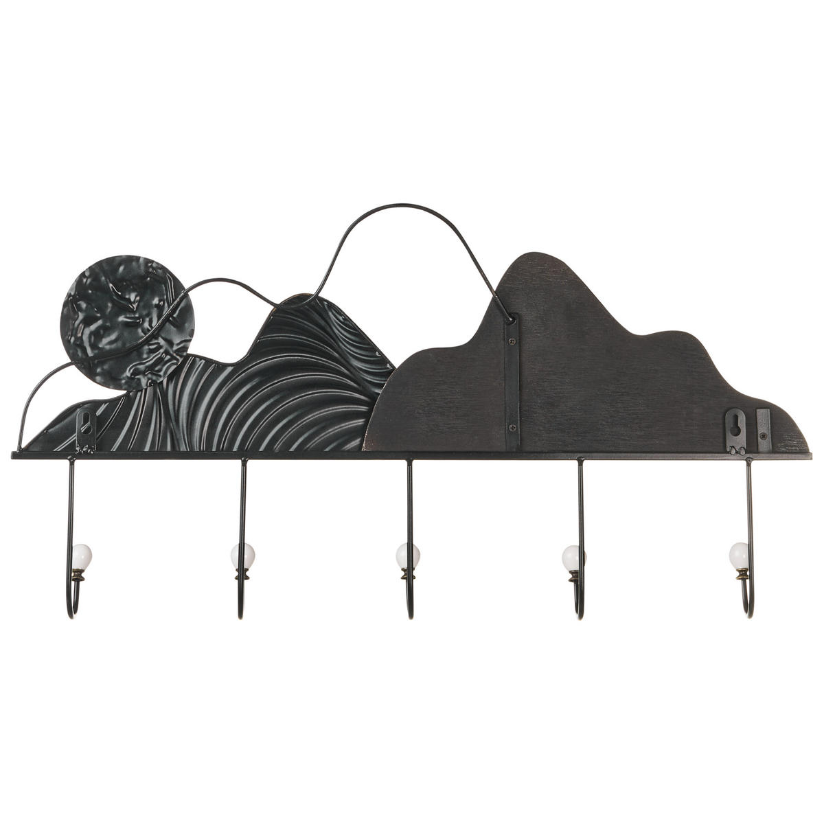 NÁSTĚNNÝ VĚŠÁK Černý Sligo - černá, kov (66/34/7cm) - Beliani