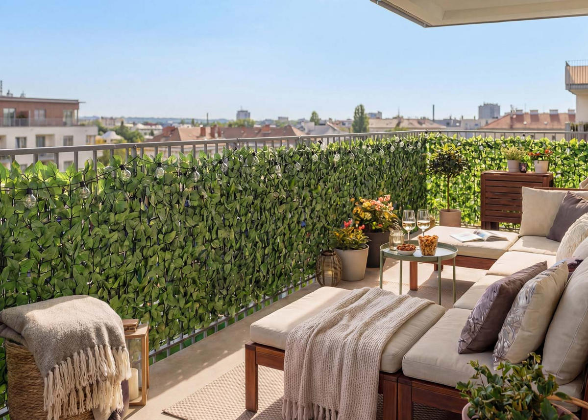 BALKONSICHTSCHUTZ BUCHE Hellgrün - Hellgrün, Textil (500/100cm) - MCW