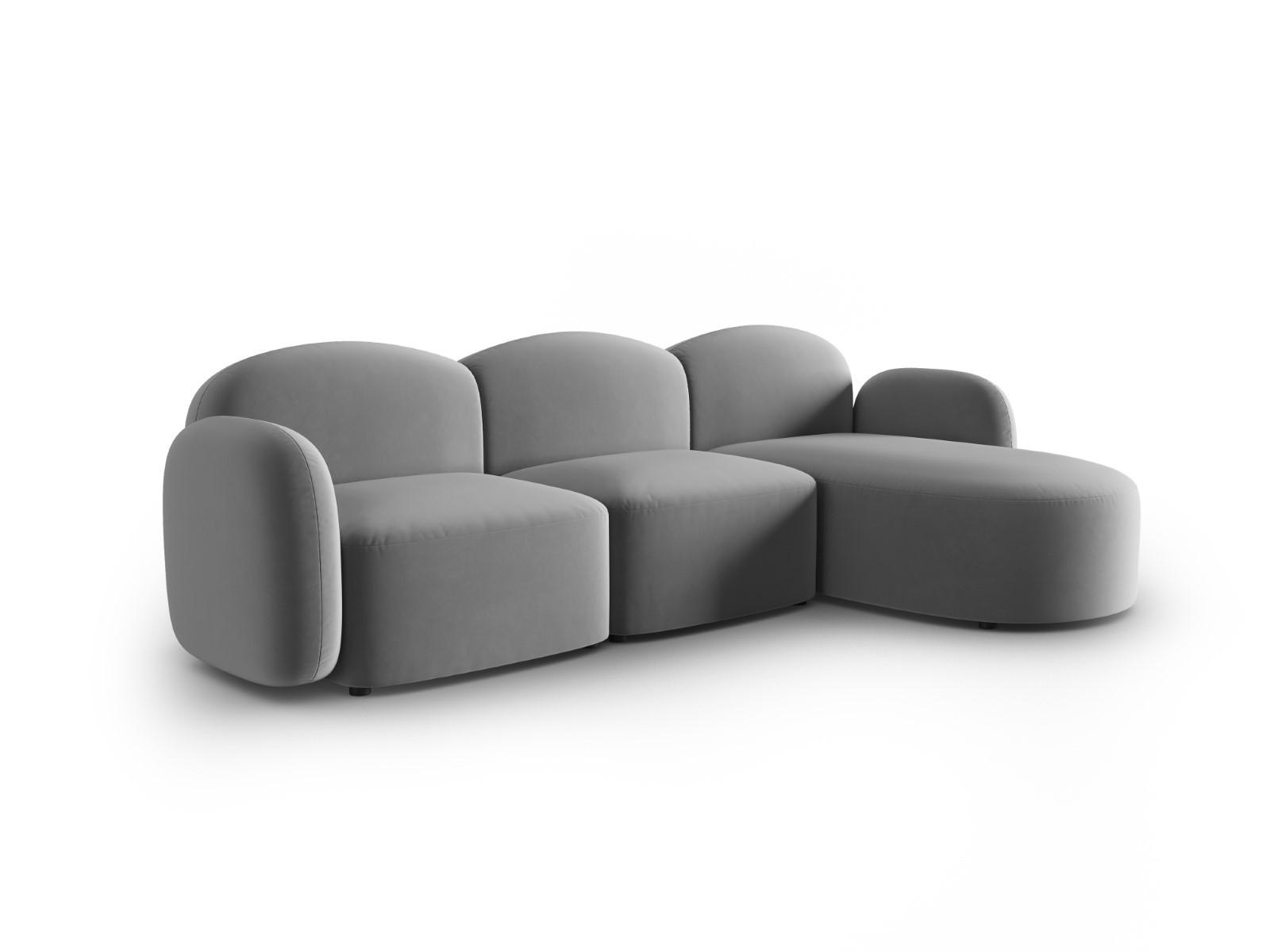 ECKSOFA rechts Blair aus Samt hellgrau 4 Sitzplätze - Hellgrau, Textil (155/272cm) - Micadoni