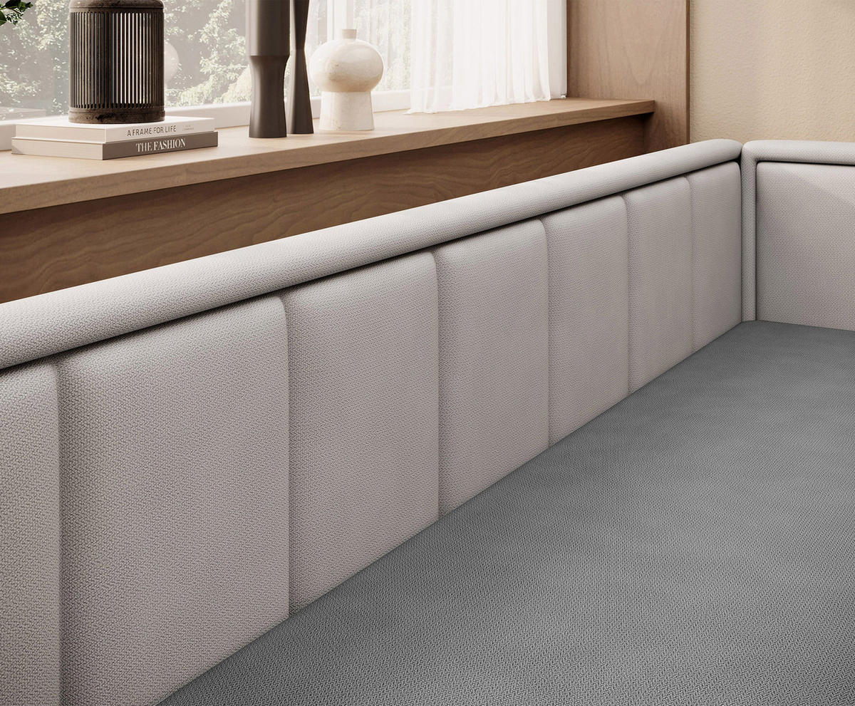 SCHLAFSOFA FULGEO mit Schlaffunktion & Bettkasten – Modernes 3-Sitzer Sofa, Liegefläche 200 x 150 cm - Grau, Kunststoff (214/82/77cm) - Wohnideebilder