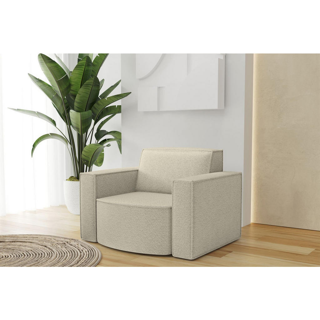 Thumbnail - Fun Möbel Sofaset, Champagner, Textil, Ottomane rechts, 236x78x165 cm, Wohnzimmer, Sofas & Couches, Sitzgarnituren