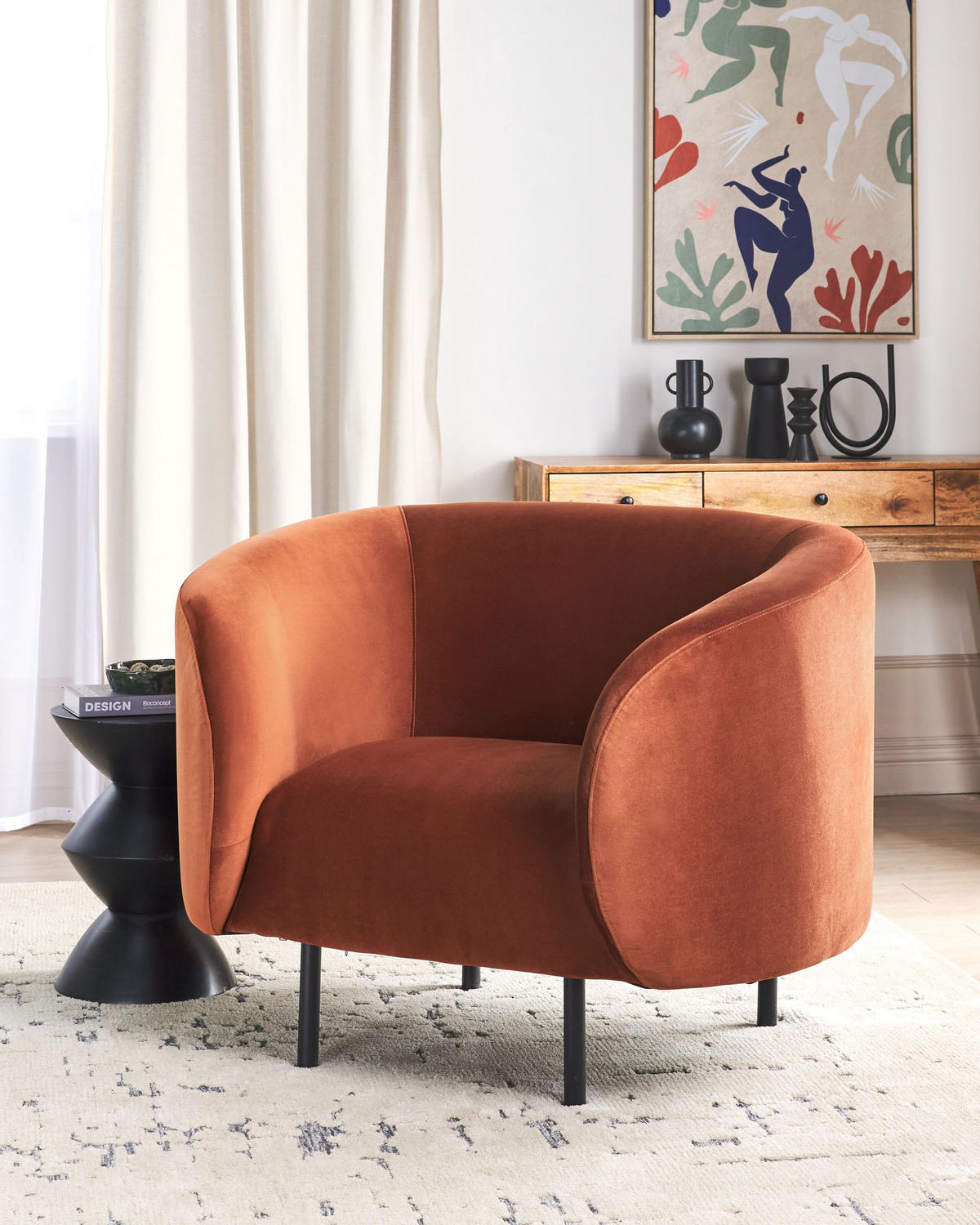 SESSEL Orange Loen - Schwarz/Orange, Textil (105/79/70cm) - Beliani