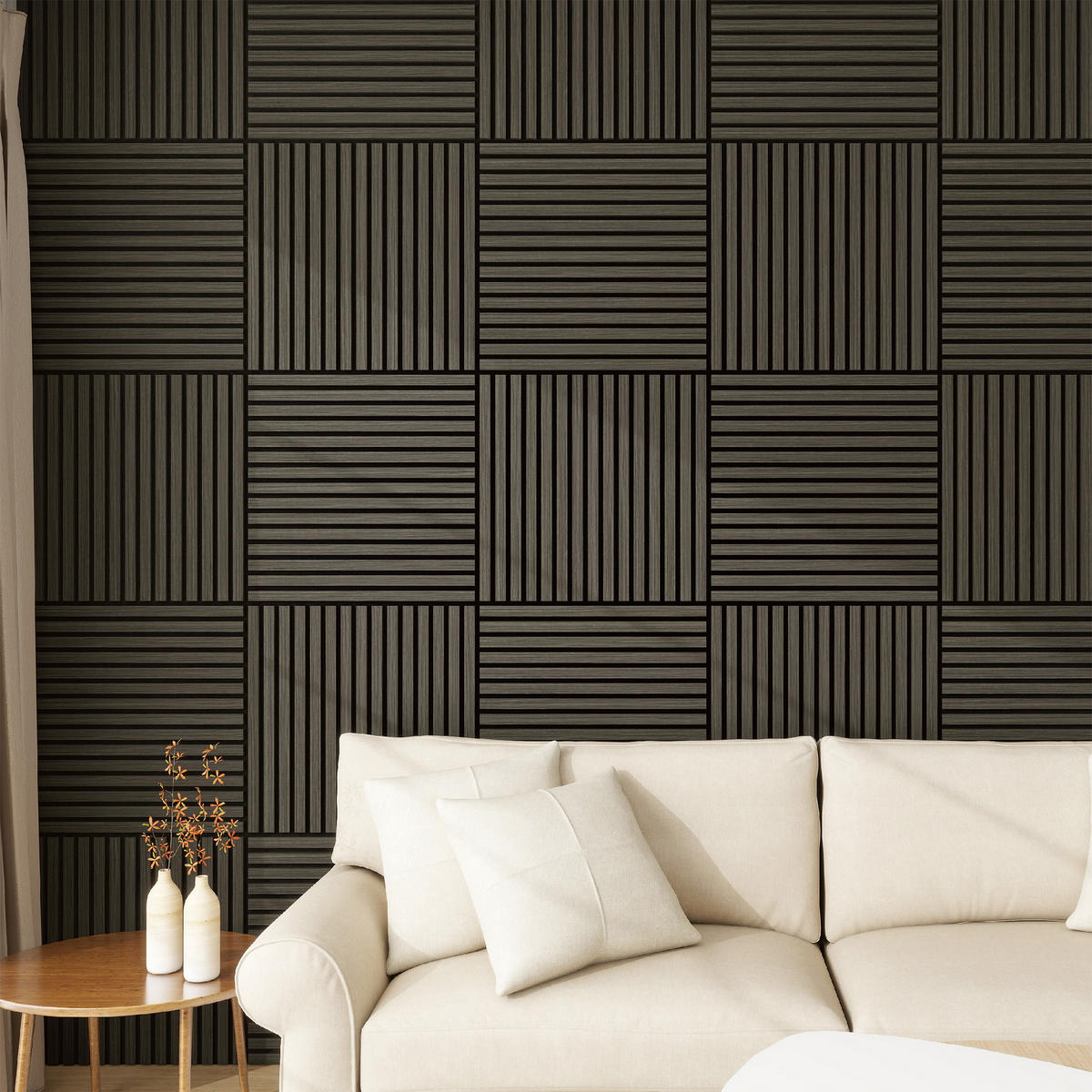 AKUSTICKÝ SET STĚNOVÝCH PANELŮ Vang 8 KS II - barva stříbrného dubu, kompozitní dřevo/plast (60/60/2.1cm) - NEU.HOLZ