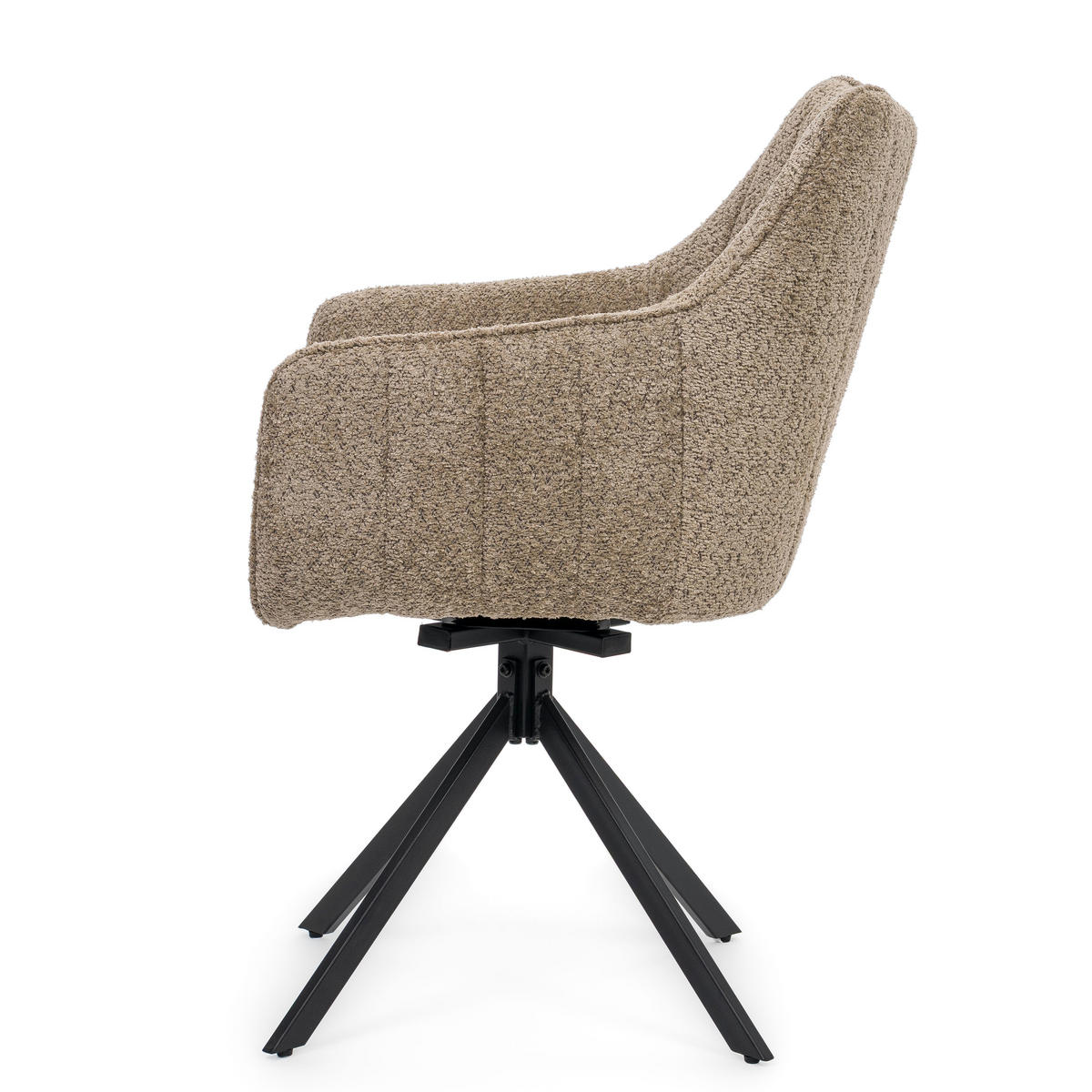 STUHL PIANO drehbar gepolsterter mit Steppung - beige - Boucle - Beige/Schwarz, Textil/Metall (59/88/61cm) - NEW HOME