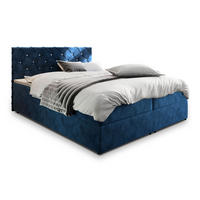 BOXBETT RIVA 160x200 cm mit Matratze und Topper, H2+H3 - Blau - Blau, Holz (160/200cm) - MASSENO