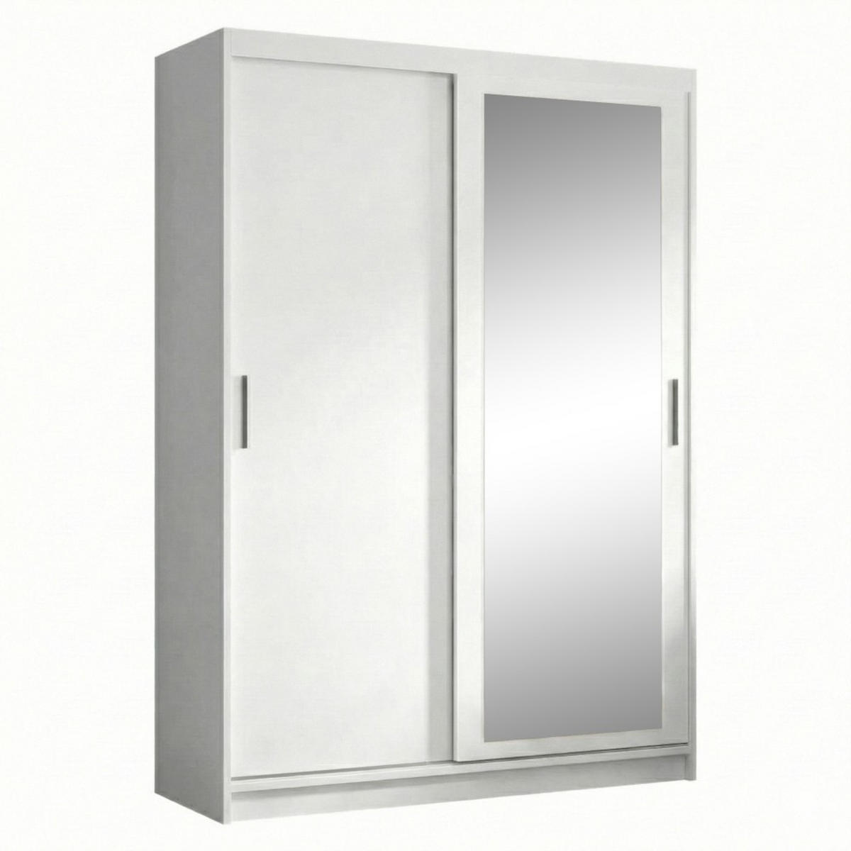 SCHWEBETÜRENSCHRANK Hela 120/205/60 2-türig weiß mit Schubladen - Weiß, Holzwerkstoff (120/205/60cm) - Beautysofa