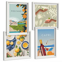 BILDER SET 4er Set - 50x50 cm & 40x60 cm Weißer Rahmen - Italienische Zitronenurlaube Capri - Weiß, Kunststoff (50/50cm) - TULUP