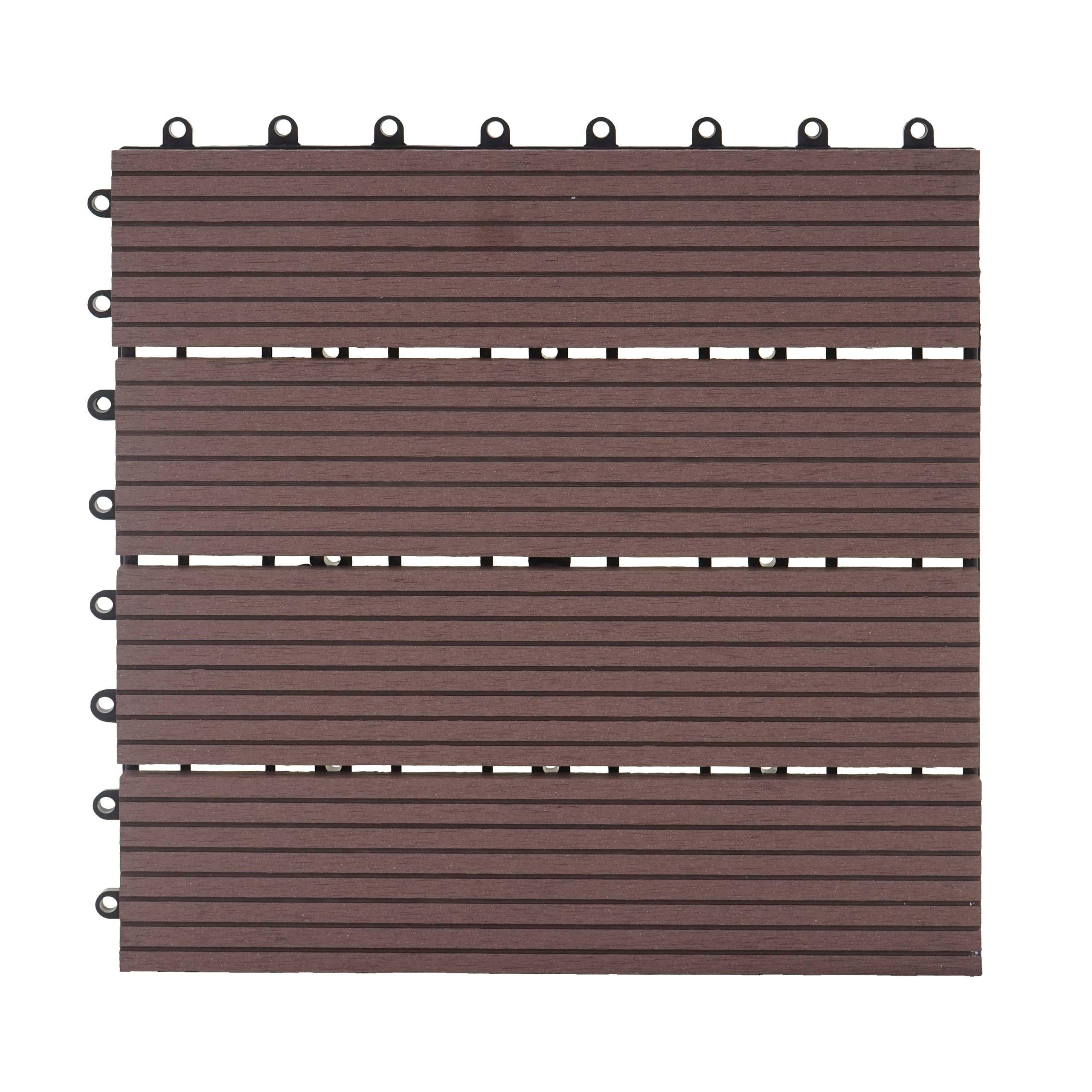 WPC BODENFLIESE 11x 30x30cm Premium Coffee linear - Braun, Kunststoff (30/30/2cm) - BERLINLODGE