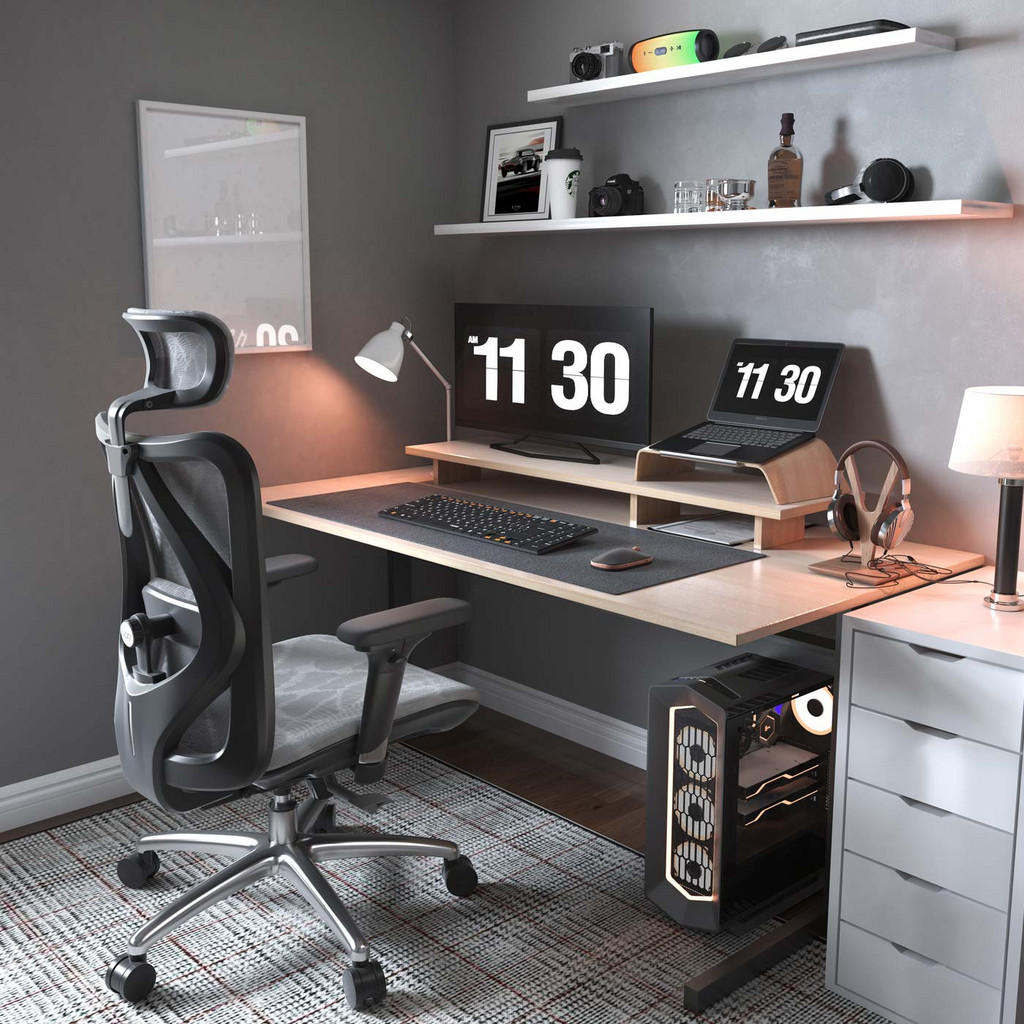 Thumbnail - Sihoo Bürostuhl, Grau, Schwarz, Textil, 66x128x93 cm, Arbeitszimmer, Bürostühle, Drehstühle