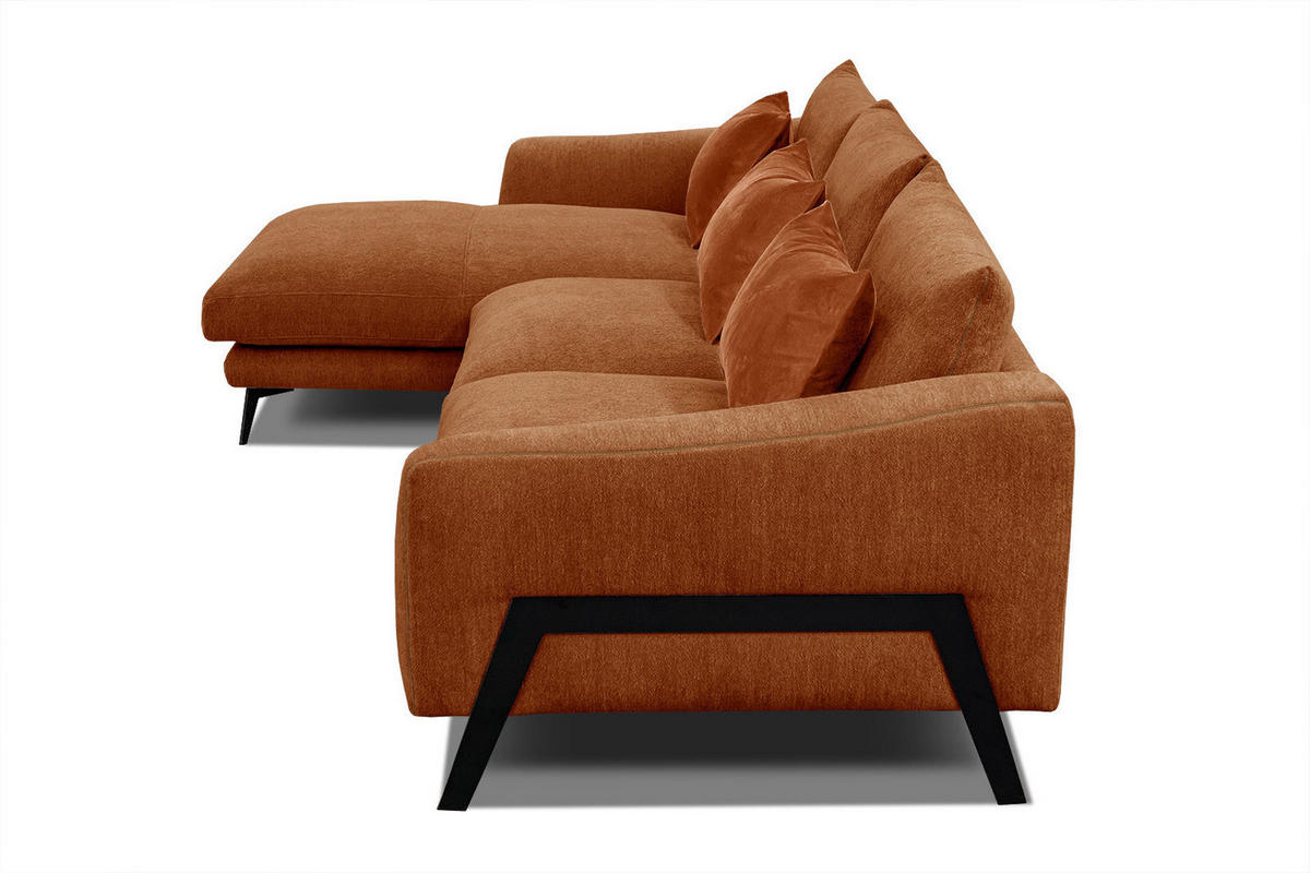 ECKSOFA WINTER 4-Sitzer, dunkelorange - Dunkelorange/Schwarz, Holzwerkstoff/Textil (158/269cm) - Courtois Laville