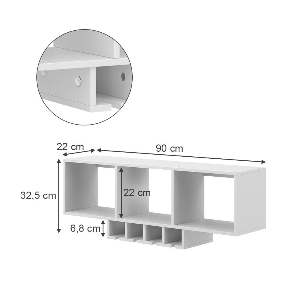 Thumbnail - Vicco Weinglasregal, Weiß, Holzwerkstoff, 7 Fächer, Rechteckig, 90x22x32.5 cm, Wohnzimmer, Regale, Weinregale