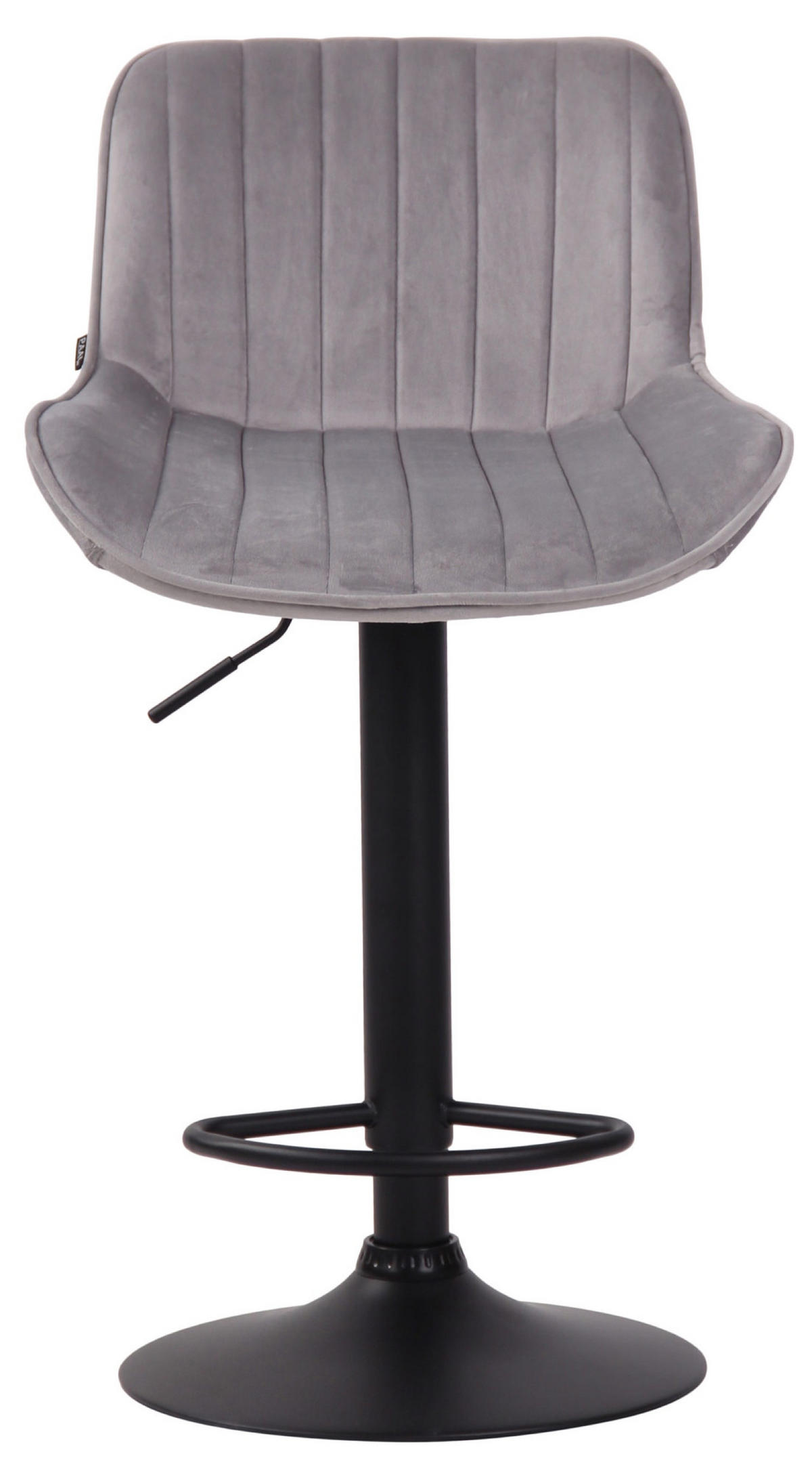 BARHOCKER Lento, Gestell schwarz, Samt Grau - Schwarz/Grau, Textil/Metall (50/100/50cm) - TPFLiving