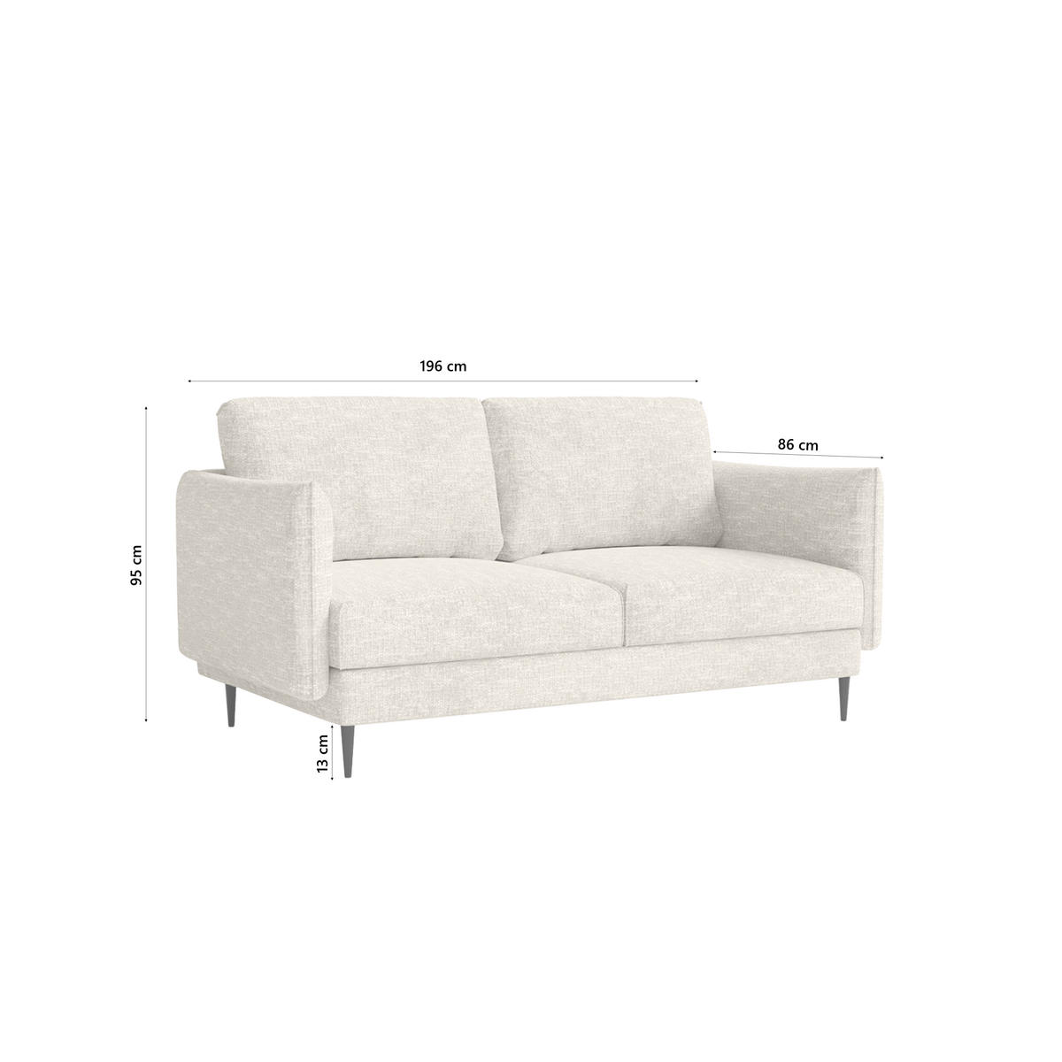 SOFA Koge Ohne Schlaffunktion, Beige - Beige, Textil (196/95/86cm) - Fedve