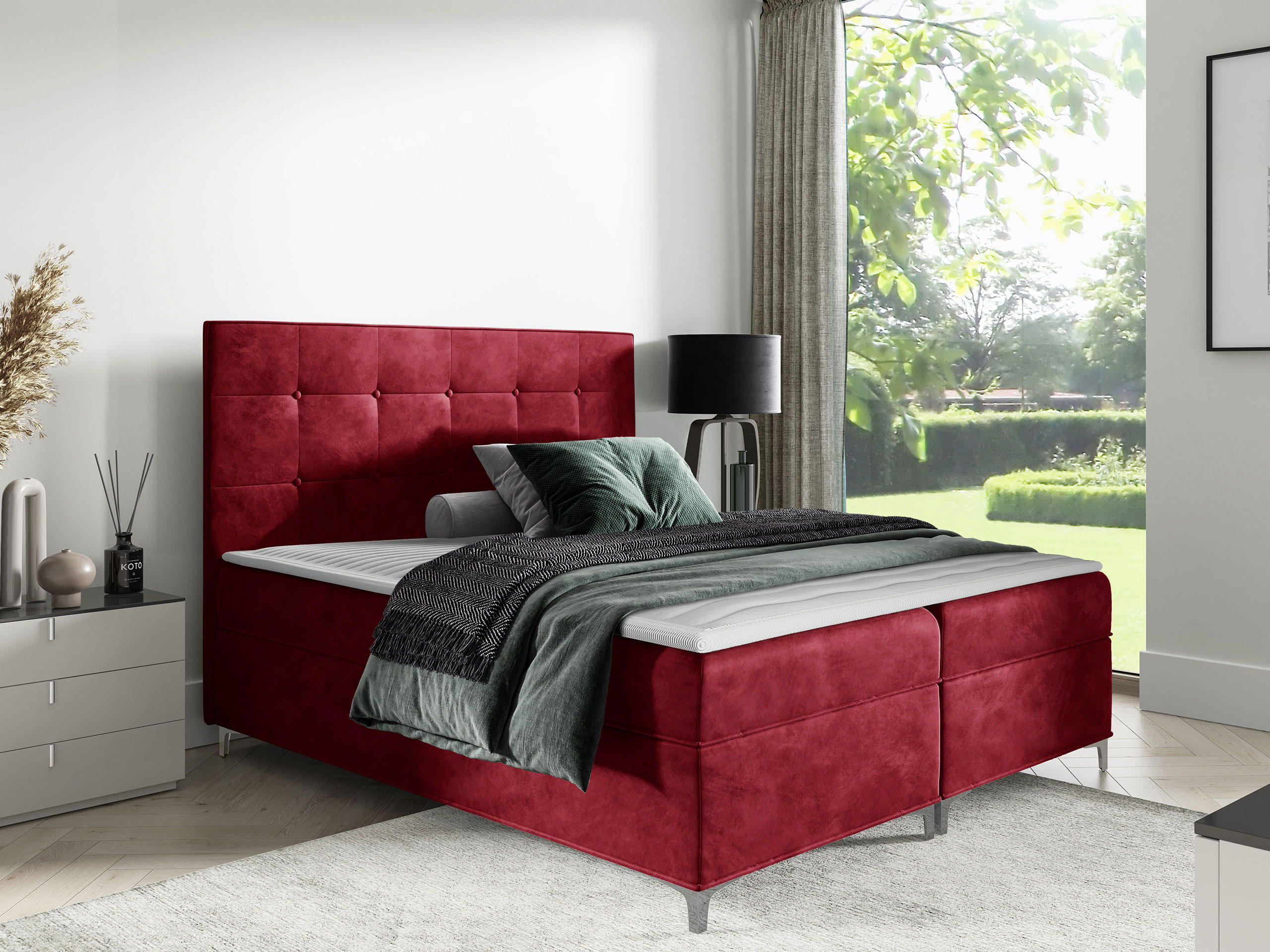 BOXBETT Snake - Rot, Holz (200/200cm) - MIRJAN24
