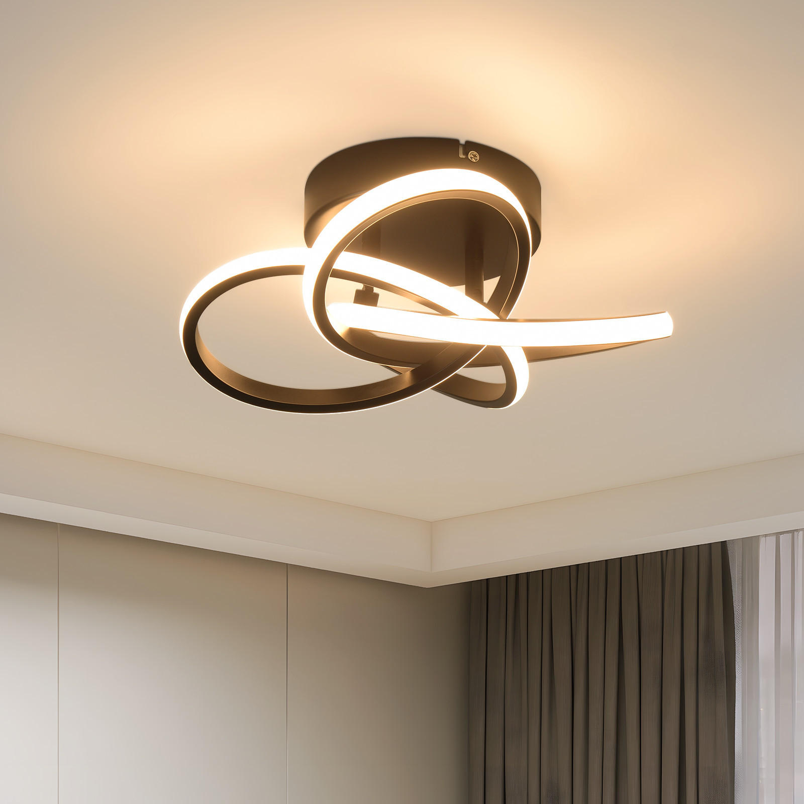 LED-DECKENLEUCHTE Jannt 32/32/16 cm - Schwarz, Metall (32/32/16cm) - ZMH