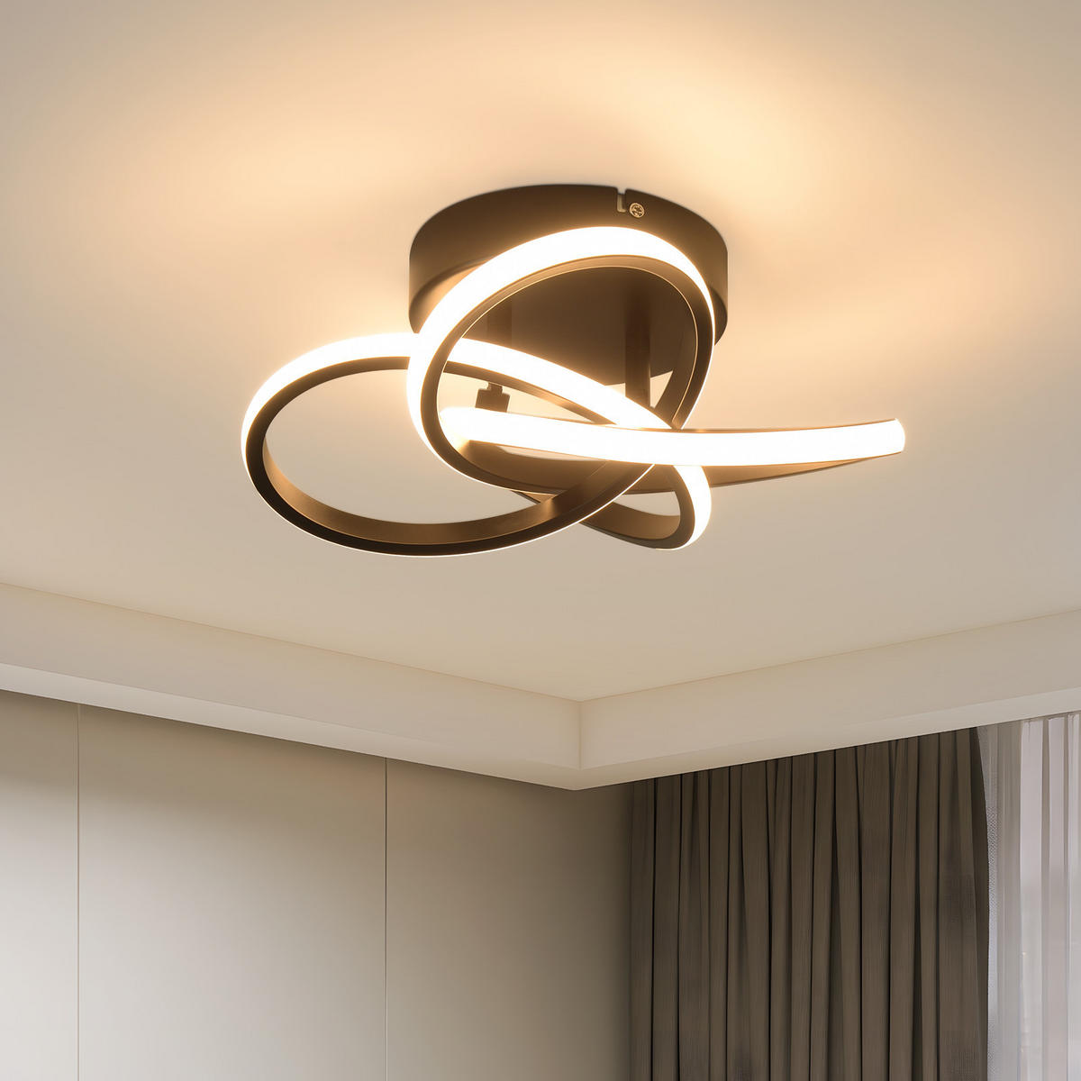 LED-DECKENLEUCHTE Jannt 32/32/16 cm - Schwarz, Metall (32/32/16cm) - ZMH