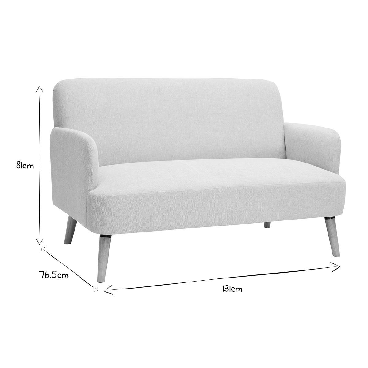 SOFA 2-Sitzer Beiger Stoff Samteffekt Helles Holz ISKO - Beige, Textil (131/81/76.5cm) - Miliboo