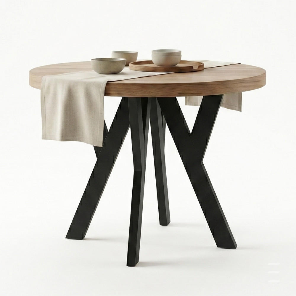 Dekori_Interiors Esstisch Braun, Schwarz 90x77x140 cm