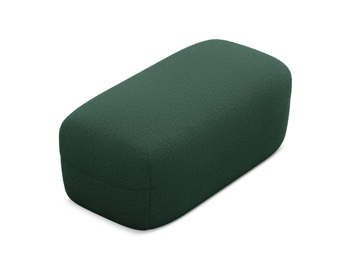 POUF Bouclé Stoff Grün - Dunkelgrün/Schwarz, Kunststoff/Textil (92/40/48cm) - Makamii