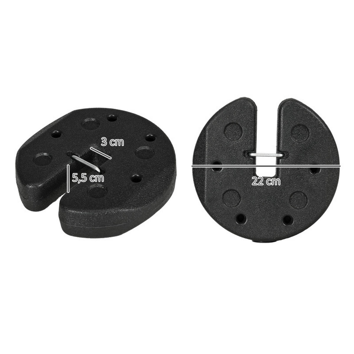 PAVILLON GEWICHTE 4er Set 12 kg Befestigung - Schwarz, Kunststoff (22/5.5/22cm) - Fortuna Lai