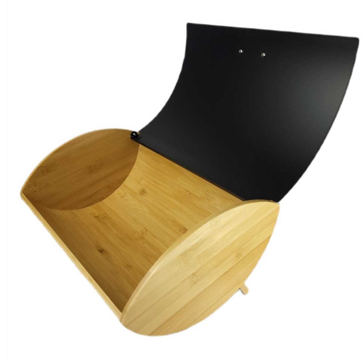 BROTKASTEN Bambus Metall Naturfarben Schwarz zum Aufklappen 35x25x15,5 cm - Schwarz/Naturfarben, Holzwerkstoff/Metall (35/15.5/25cm) - Begryf