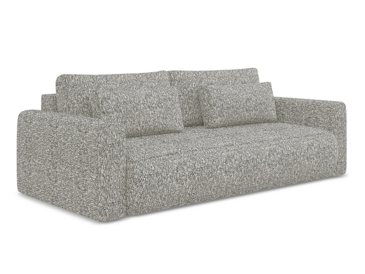 3-SITZER SOFA mit Schlaffunktion Strukturstoff Stoff Beige - Beige/Schwarz, Kunststoff/Textil (238/82/105cm) - Makamii