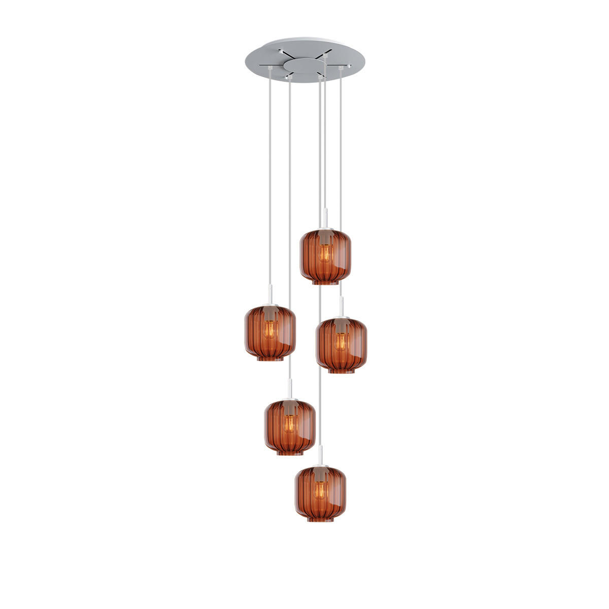GALERIELEUCHTE Velo 5-flammig Braun Ø 20cm - Braun/Weiß, Glas (20/20/20cm) - s.luce