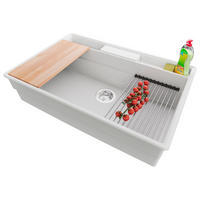 SPÜLBECKEN New York, 2-er set Weiß 78/53 cm 1 Becken + Ablauf-Set + Küchenzubehörset ab 80er Unterschrank - Chromfarben/Beige, Kunststoff (78/20/53cm) - Primagran