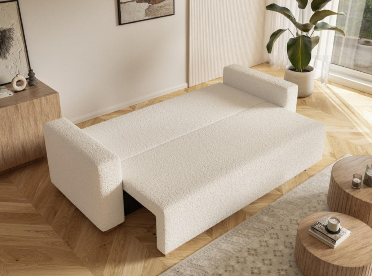 SOFA Ecru SOFIA Drei-Sitzer Stoff Bouclé - Ecru, Textil (236/92/85cm) - Sepro Meble