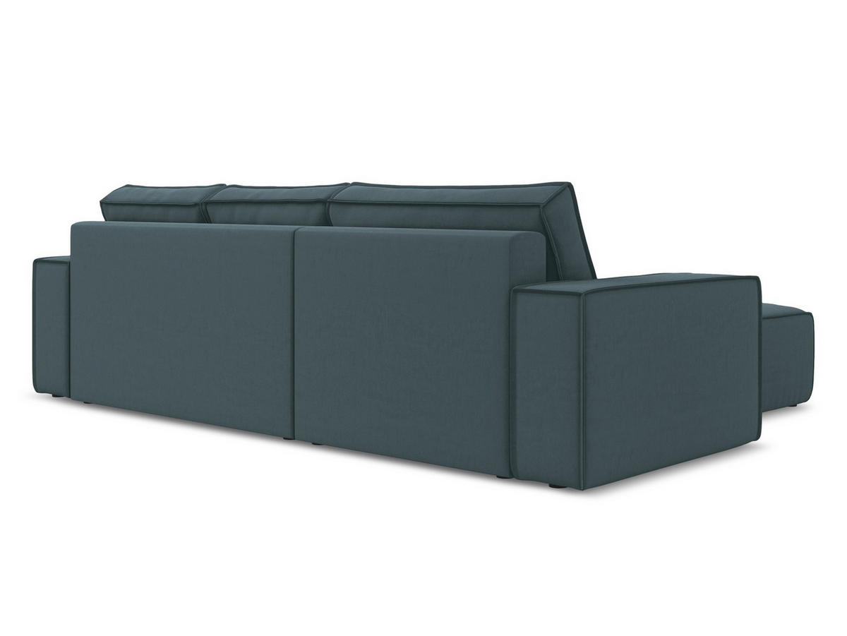 ECKSOFA mit Schlaffunktion Samt Stoff Blau - Blau/Petrol, Kunststoff/Textil (185/290cm) - Makamii