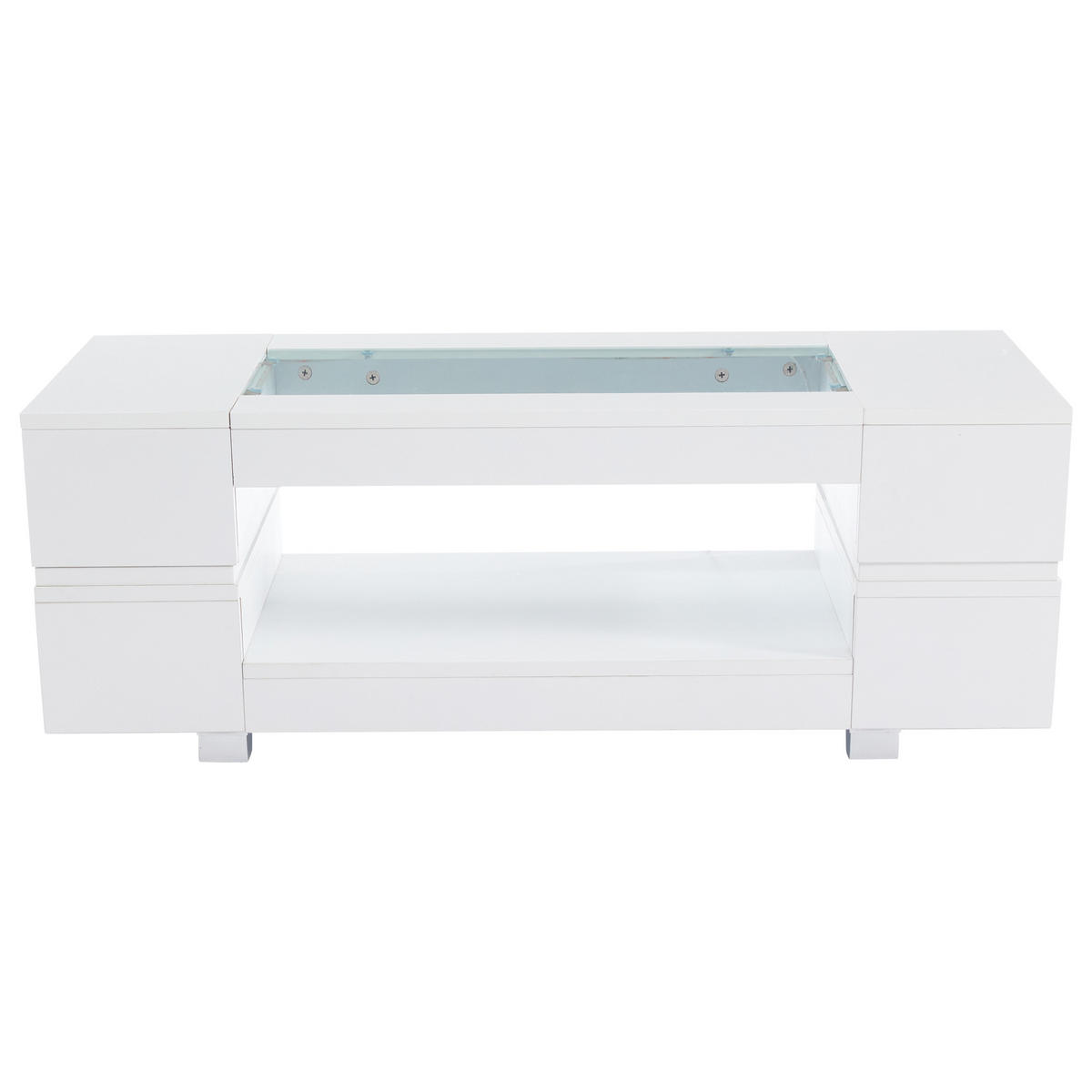 COUCHTISCH Weiß, mit LED-Beleuchtung und Bluetooth-App-Steuerung - Silberfarben/Weiß, Glas/Holz (50/100/35cm) - CHICFURN