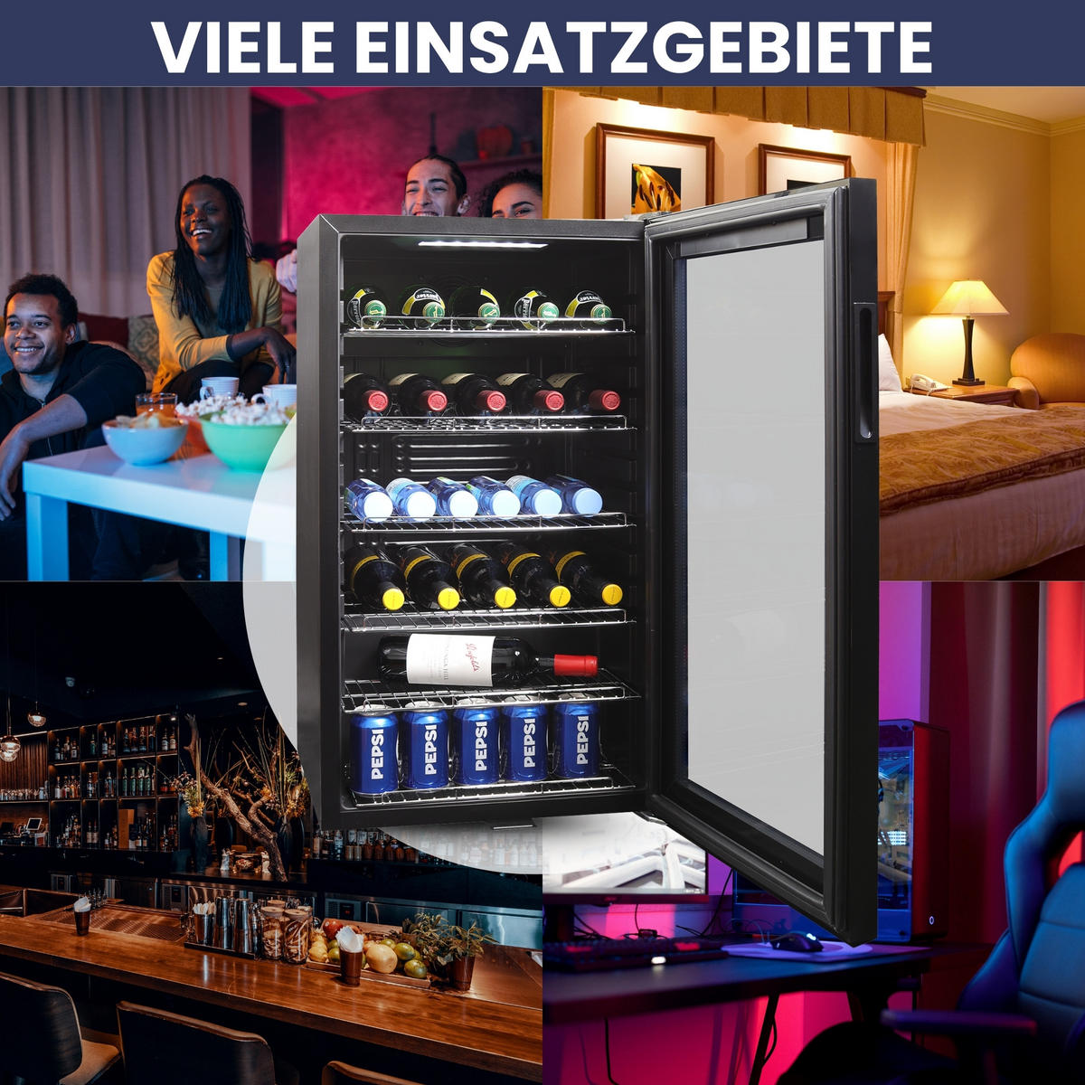 WEINKÜHLSCHRANK GK100 - Schwarz, Metall (48/85cm) - Sommertal